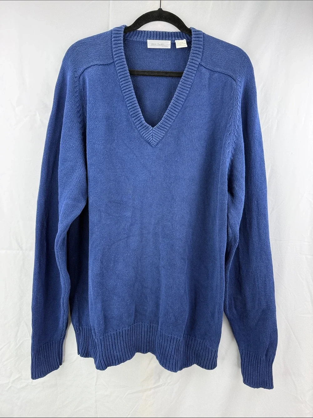 Brian MacNeil Knitwear 100% Cotton Men's Size Large Deep Blue V-Neck Sweater